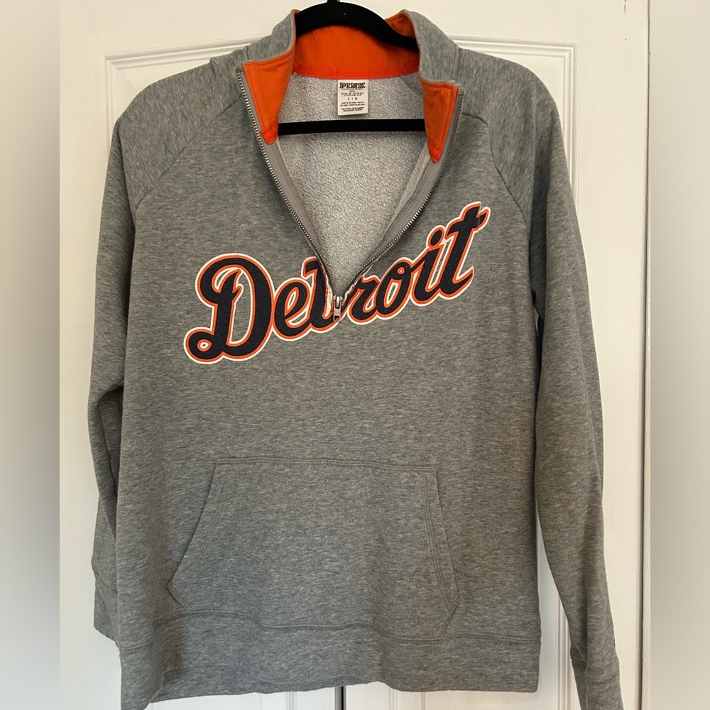 PINK Victoria Secret Detroit Tigers Half zip Sweatshirt